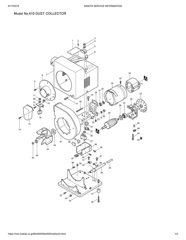 Vue éclatée Makita 410 - page 1