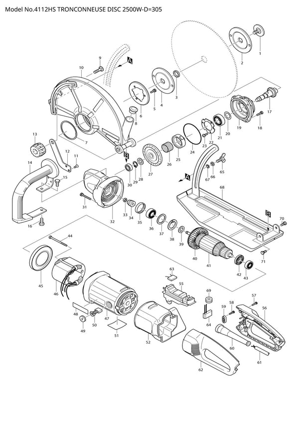 Vue éclatée Makita 4112HS - page 1