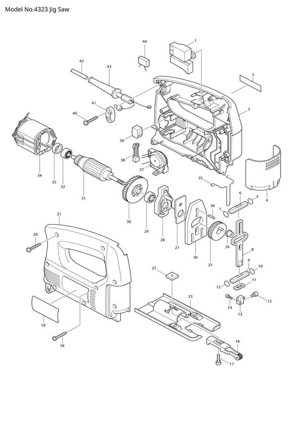 Vue éclatée Makita 4323 - page 1