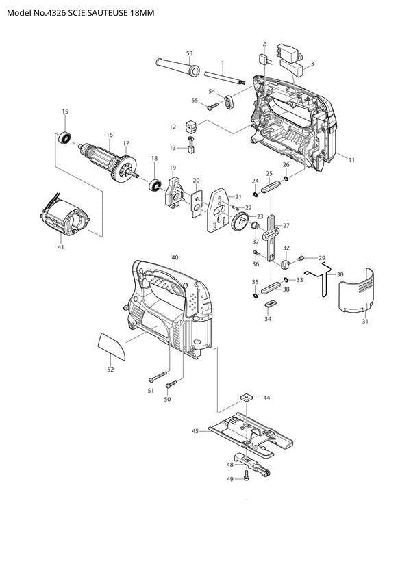 Vue éclatée Makita 4326 - page 1