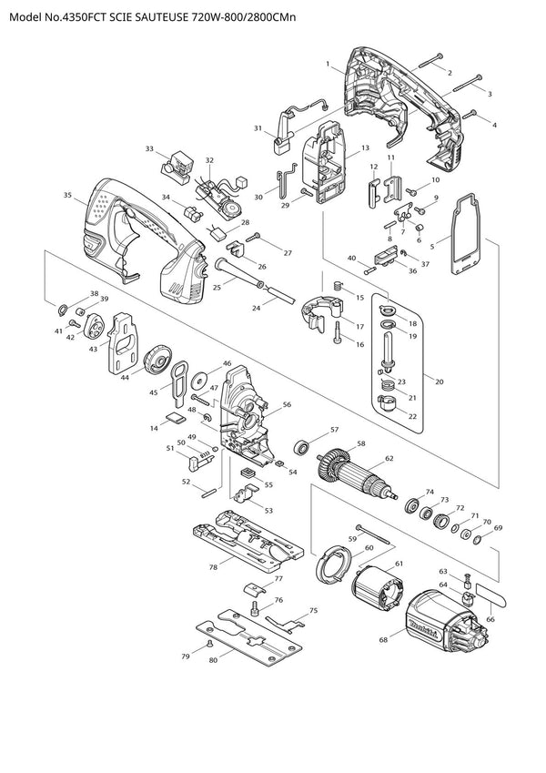 Vue éclatée Makita 4350FCT - page 1
