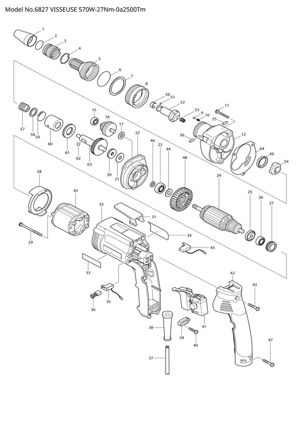 Vue éclatée Makita 6827 - page 1