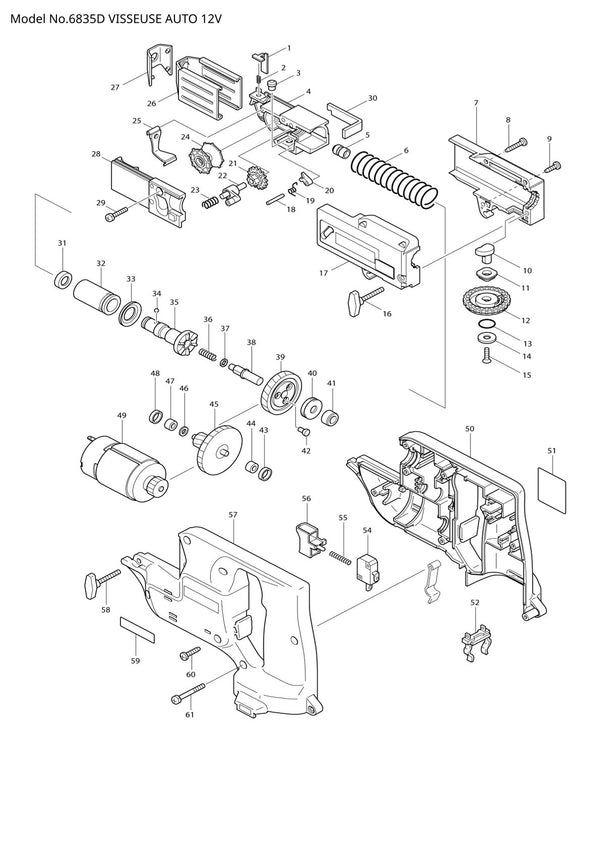 Vue éclatée Makita 6835D - page 1