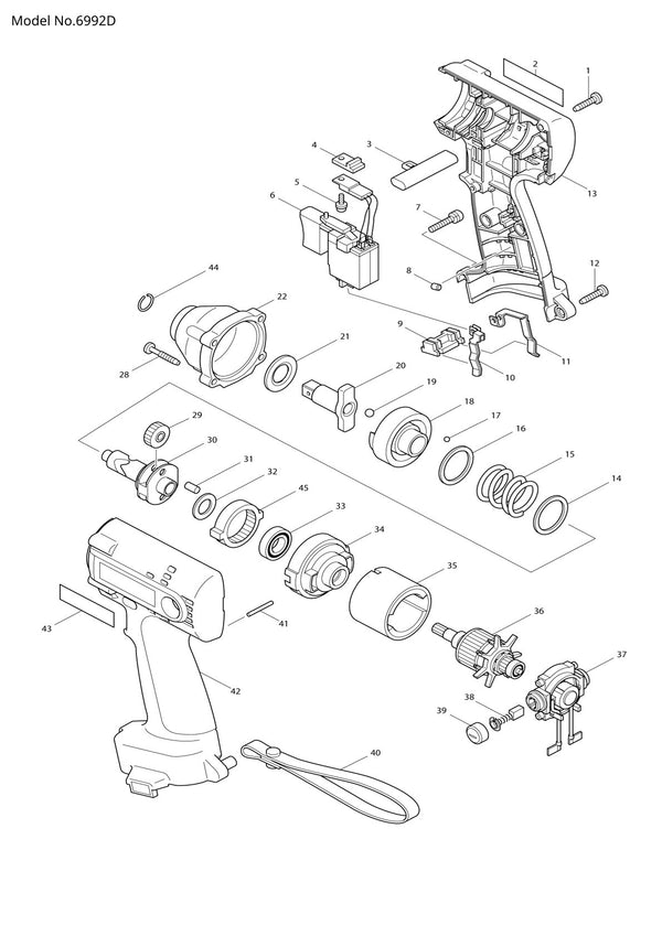 Vue éclatée Makita 6992D - page 1