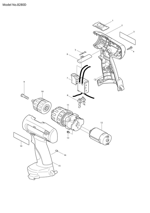 Vue éclatée Makita 8280D - page 1