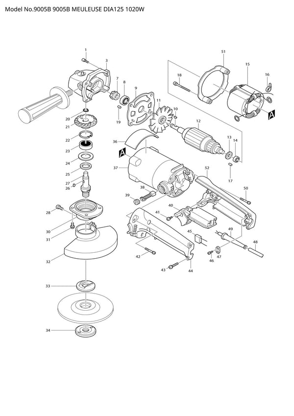 Vue éclatée Makita 9005B - page 1