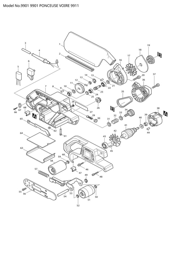 Vue éclatée Makita 9901 - page 1