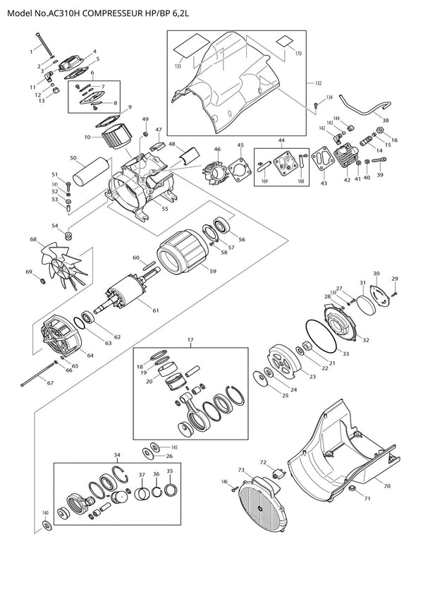 Vue éclatée Makita AC310H - page 1