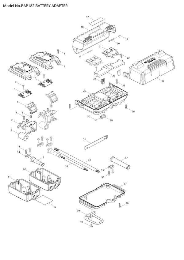 Vue éclatée Makita BAP182 - page 1