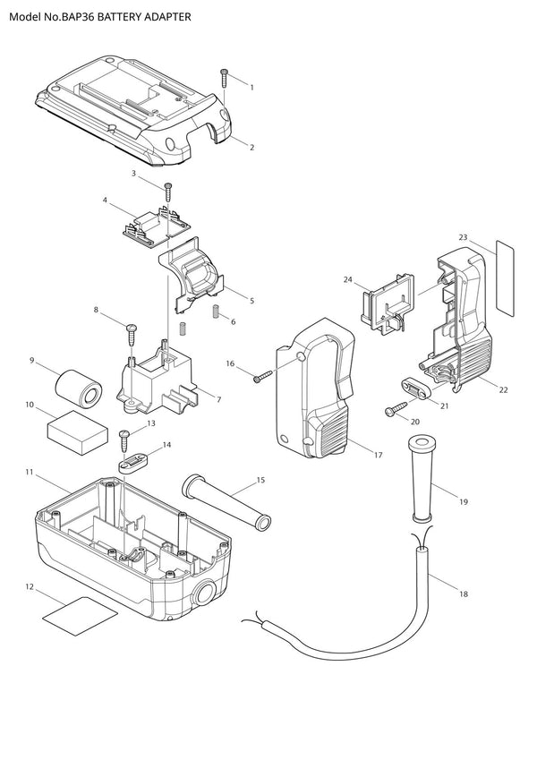 Vue éclatée Makita BAP36 - page 1