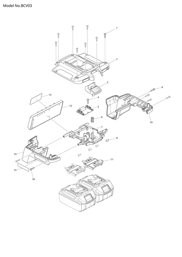 Vue éclatée Makita BCV03 - page 1