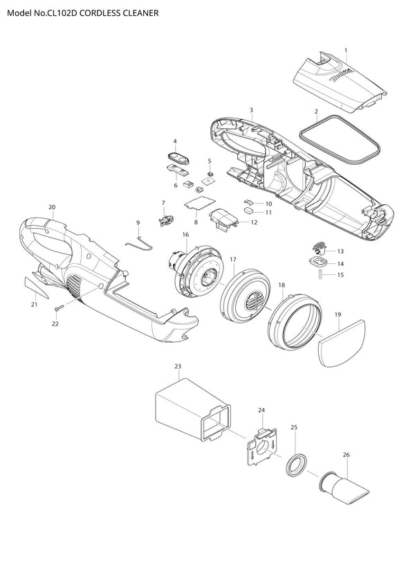 Vue éclatée Makita CL102D - page 1
