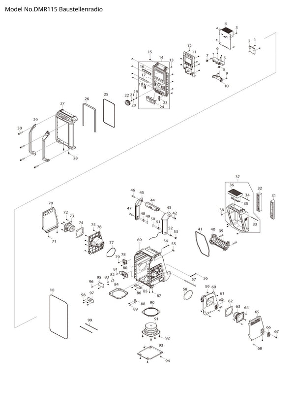 Pièces détachées radio de chantier sans fil Makita DMR115