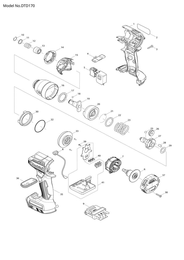 Pièces détachées visseuse à chocs sans fil Makita DTD170