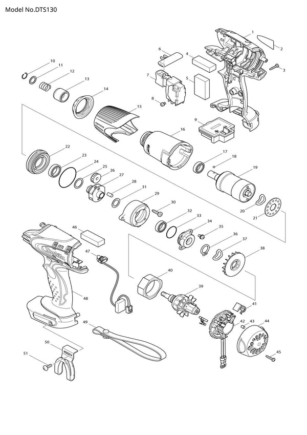 Pièces détachées visseuse à chocs sans fil Makita DTS130