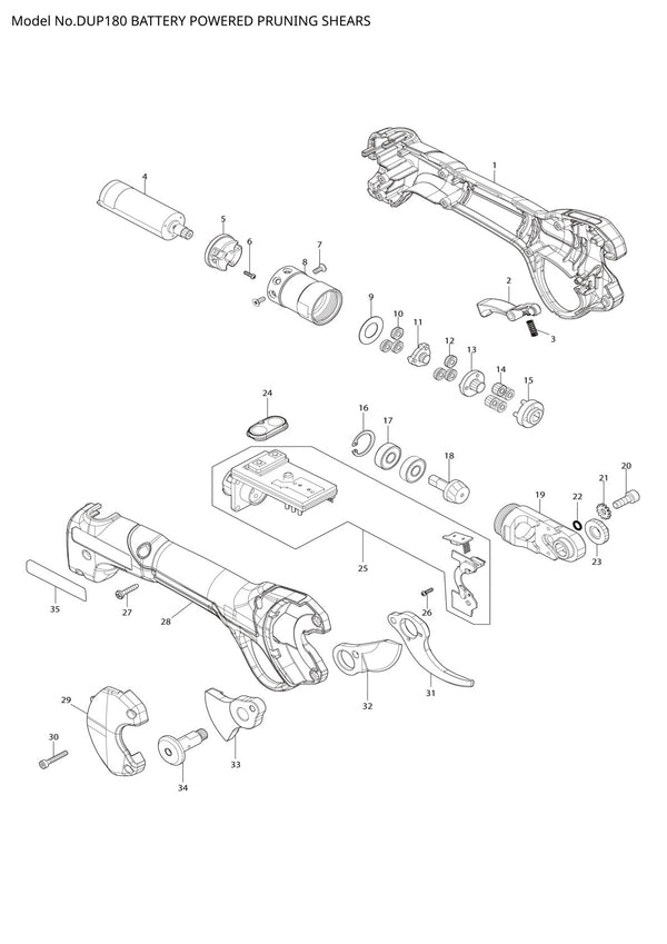 Pièces détachées sécateur sans fil Makita DUP180