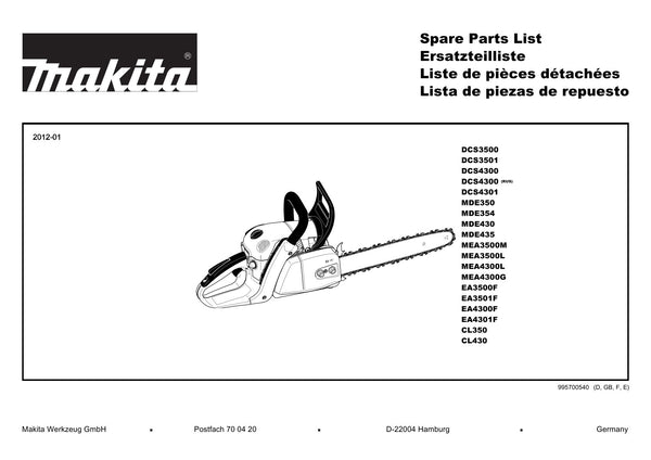 Pièces détachées tronçonneuse thermique Makita EA3500F
