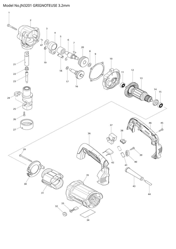 Pièces détachées grignoteuse Makita JN3201