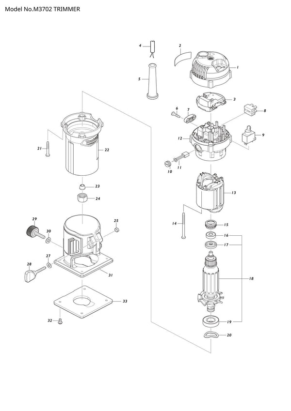 Pièces détachées défonceuse Makita M3702