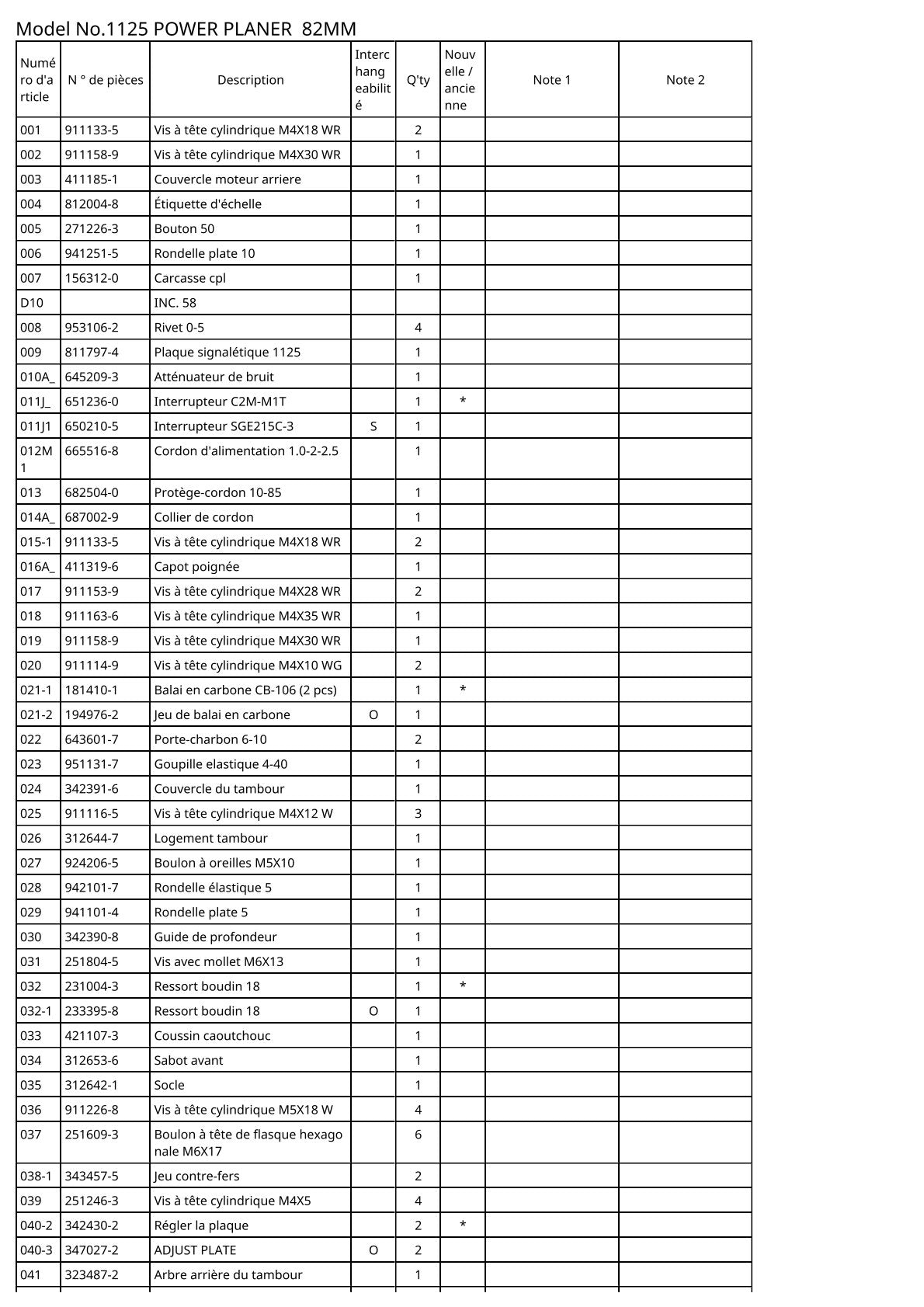 Vue éclatée Makita 1125 - page 2