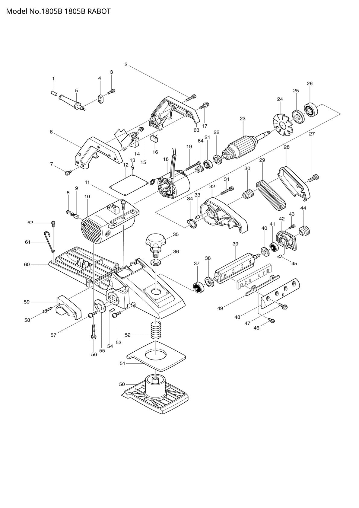 Vue éclatée Makita 1805B - page 1