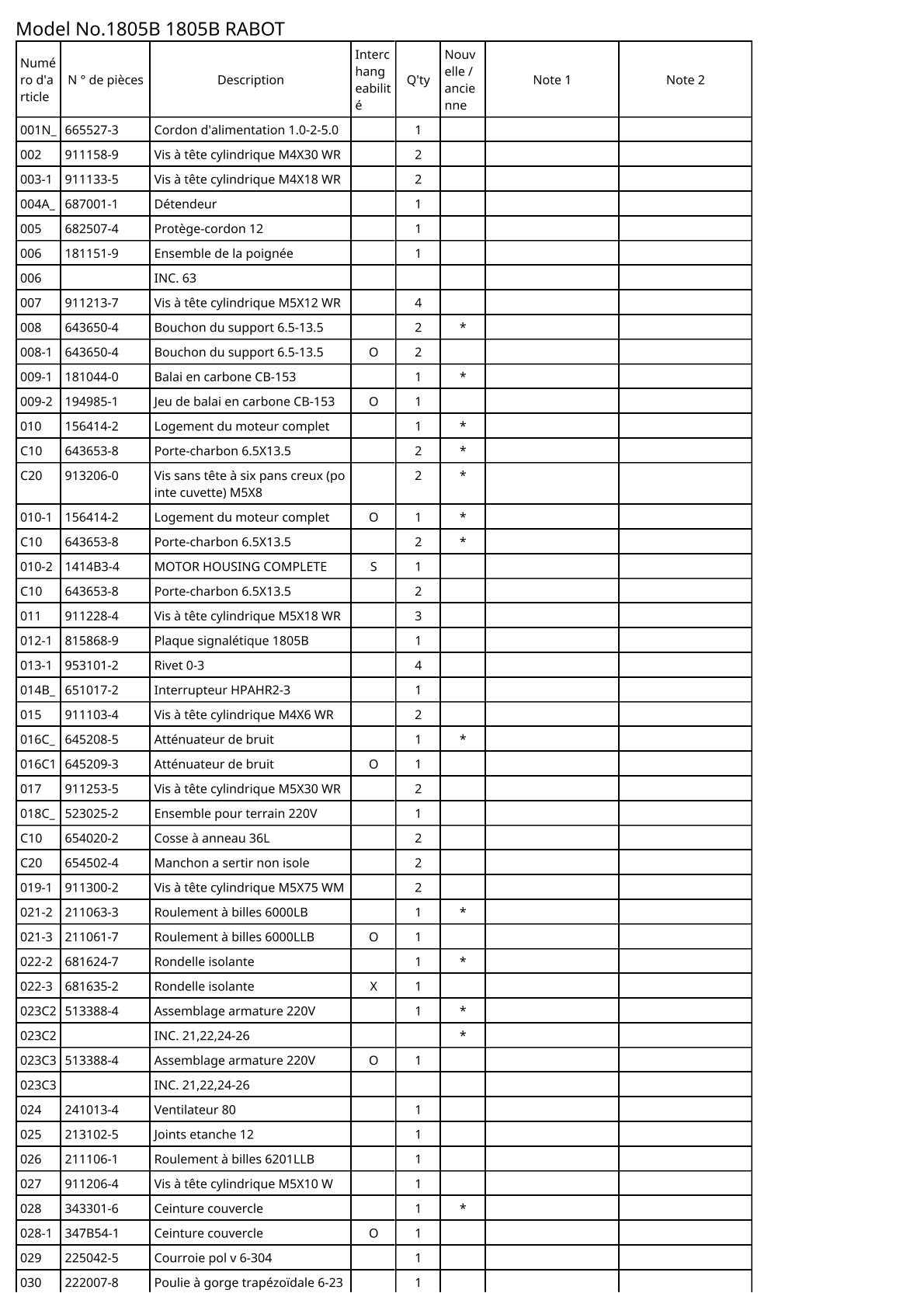 Vue éclatée Makita 1805B - page 2