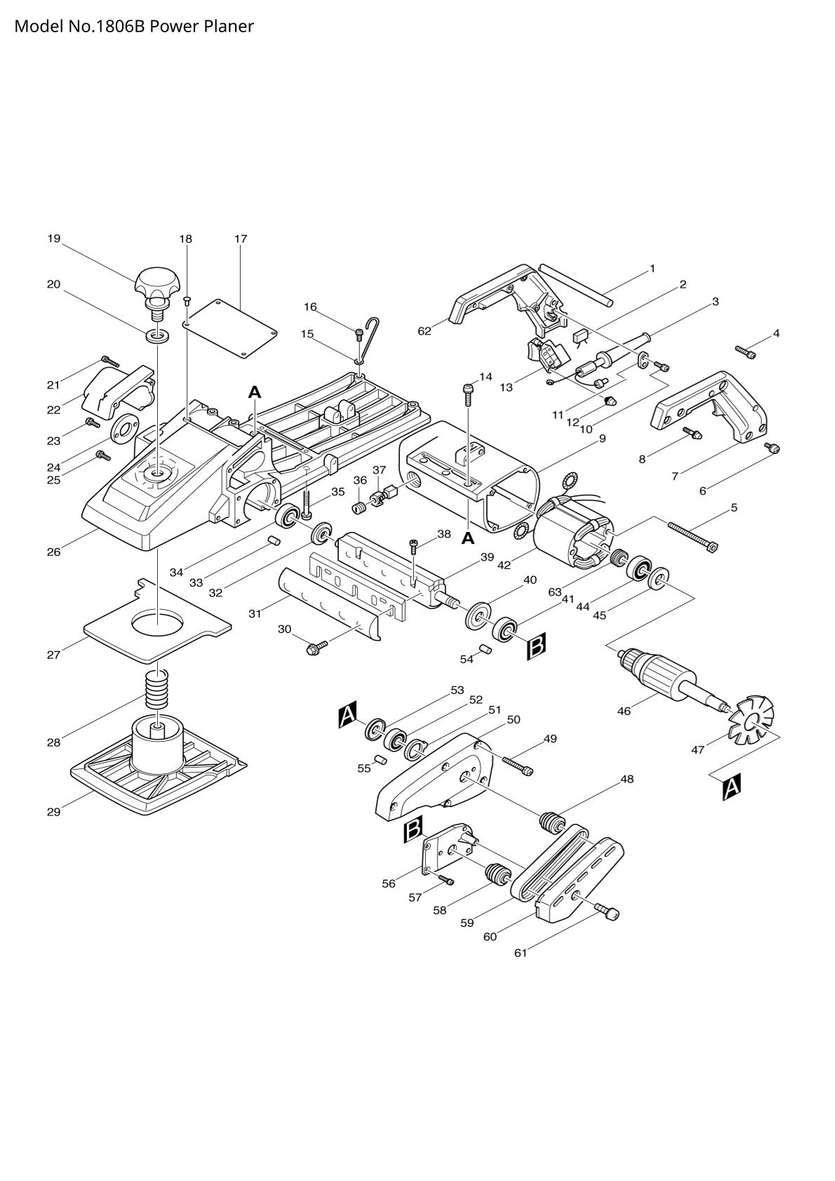 Vue éclatée Makita 1806B - page 1
