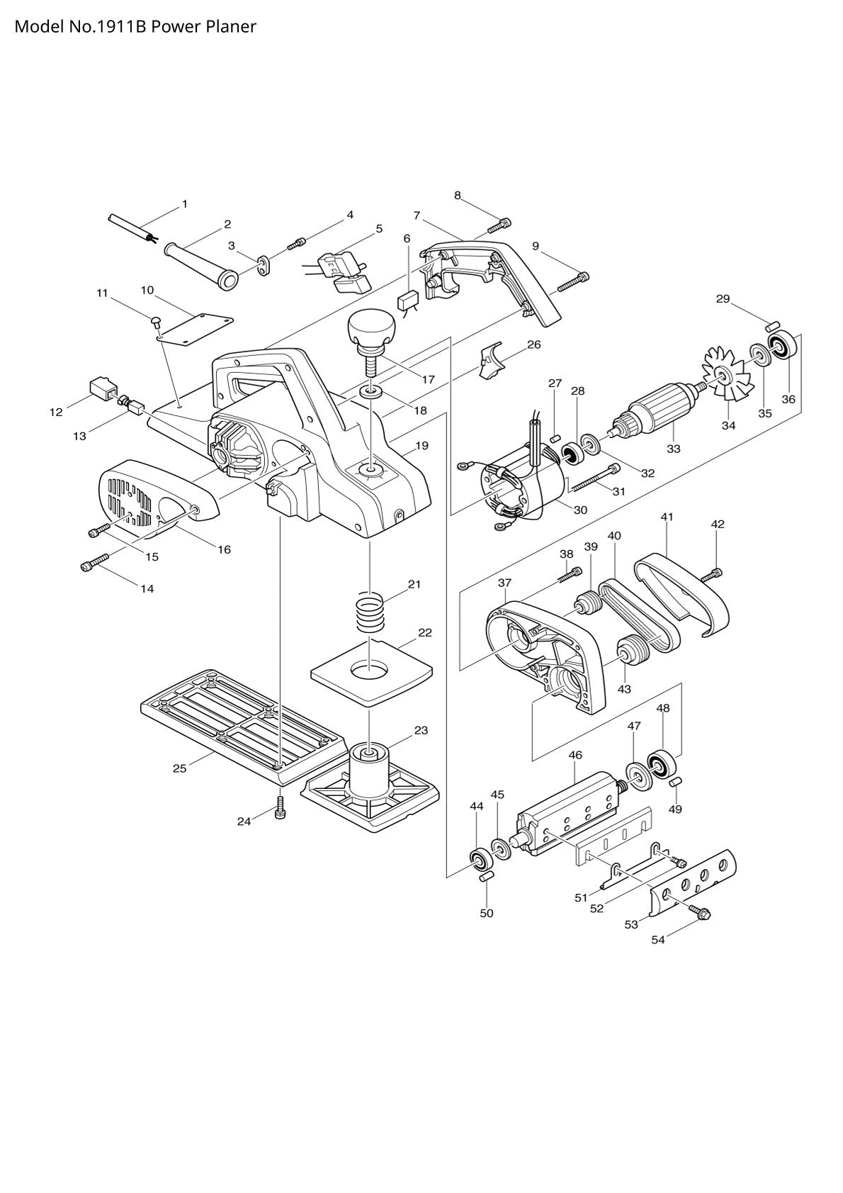 Vue éclatée Makita 1911B - page 1
