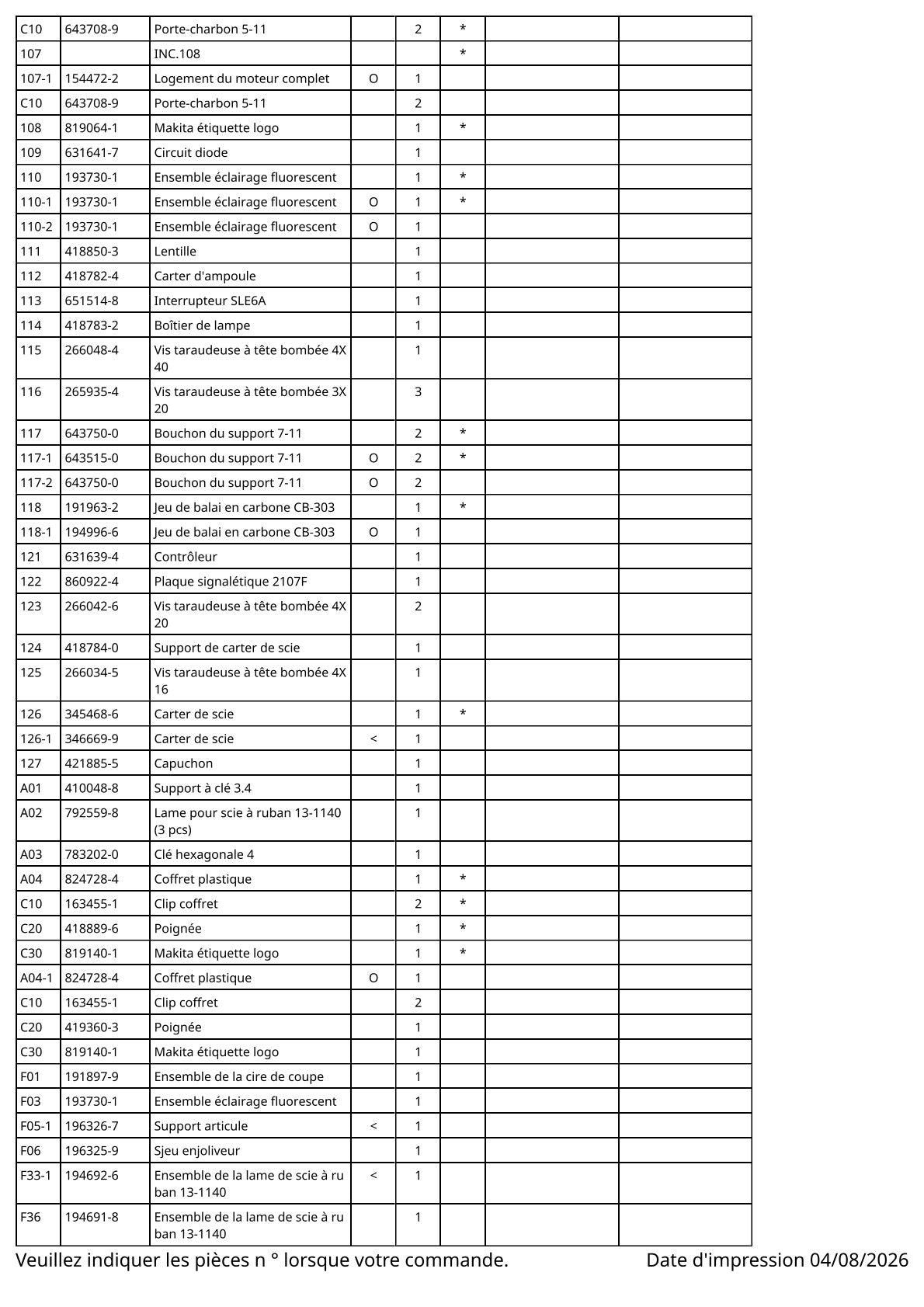 Vue éclatée Makita 2107F - page 5