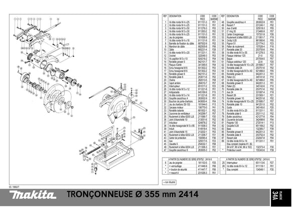 Vue éclatée Makita 2414 - page 1