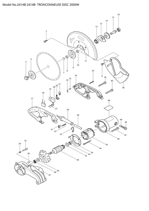 Vue éclatée Makita 2414B - page 1