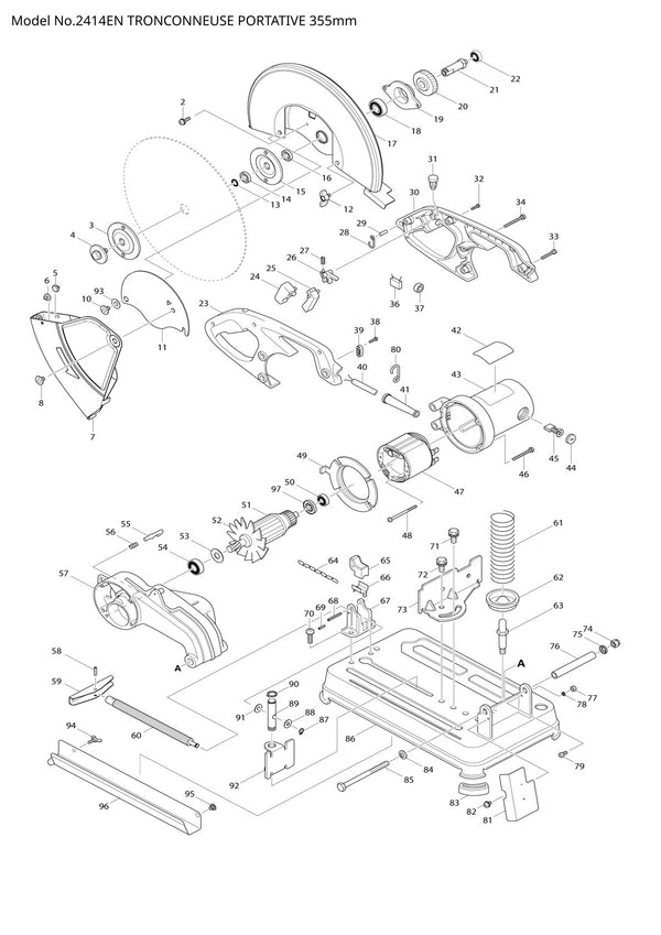 Vue éclatée Makita 2414EN - page 1