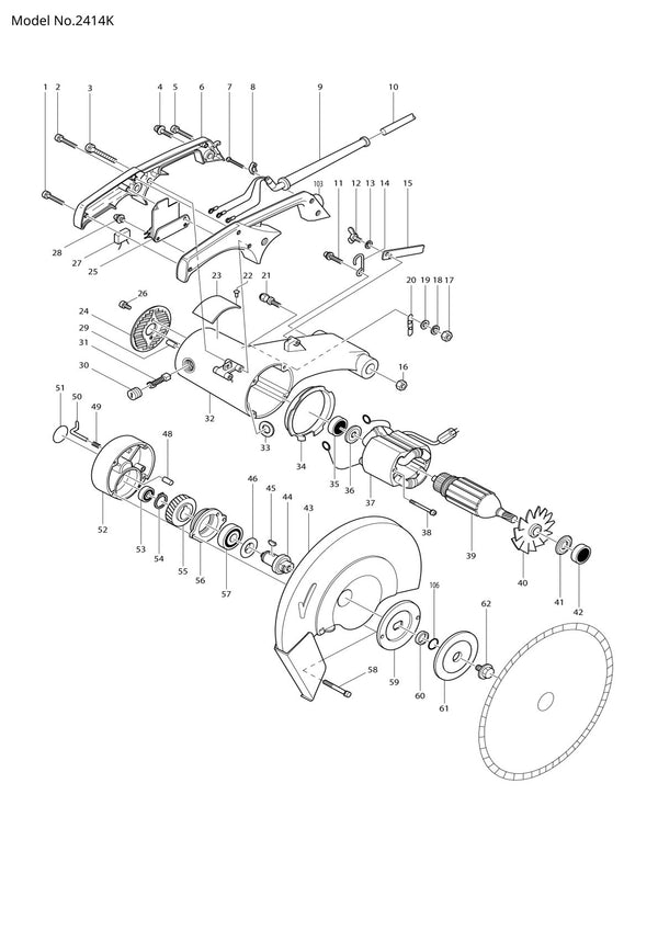 Vue éclatée Makita 2414K - page 1