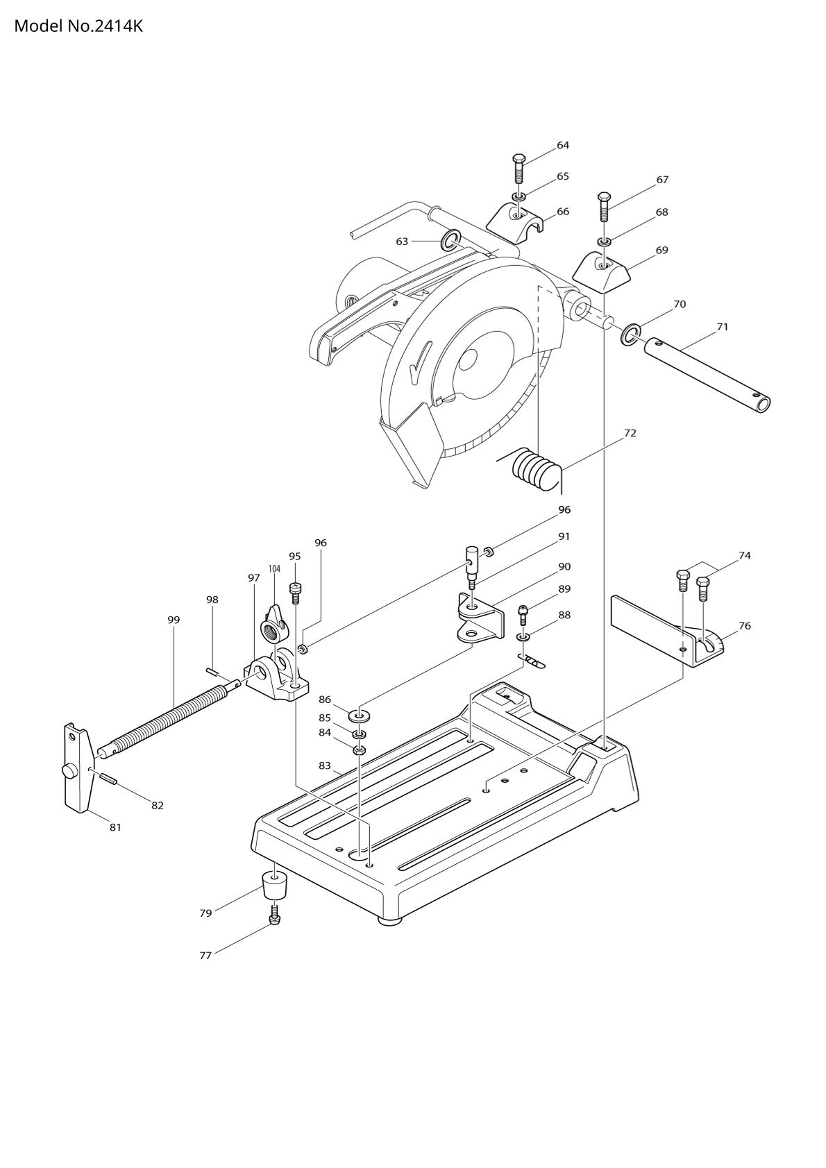 Vue éclatée Makita 2414K - page 2