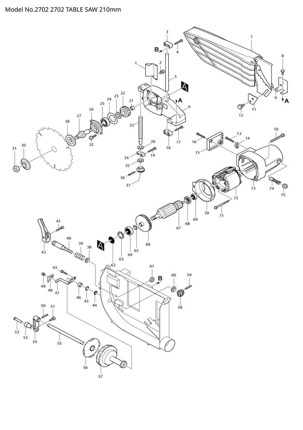 Vue éclatée Makita 2702 - page 1