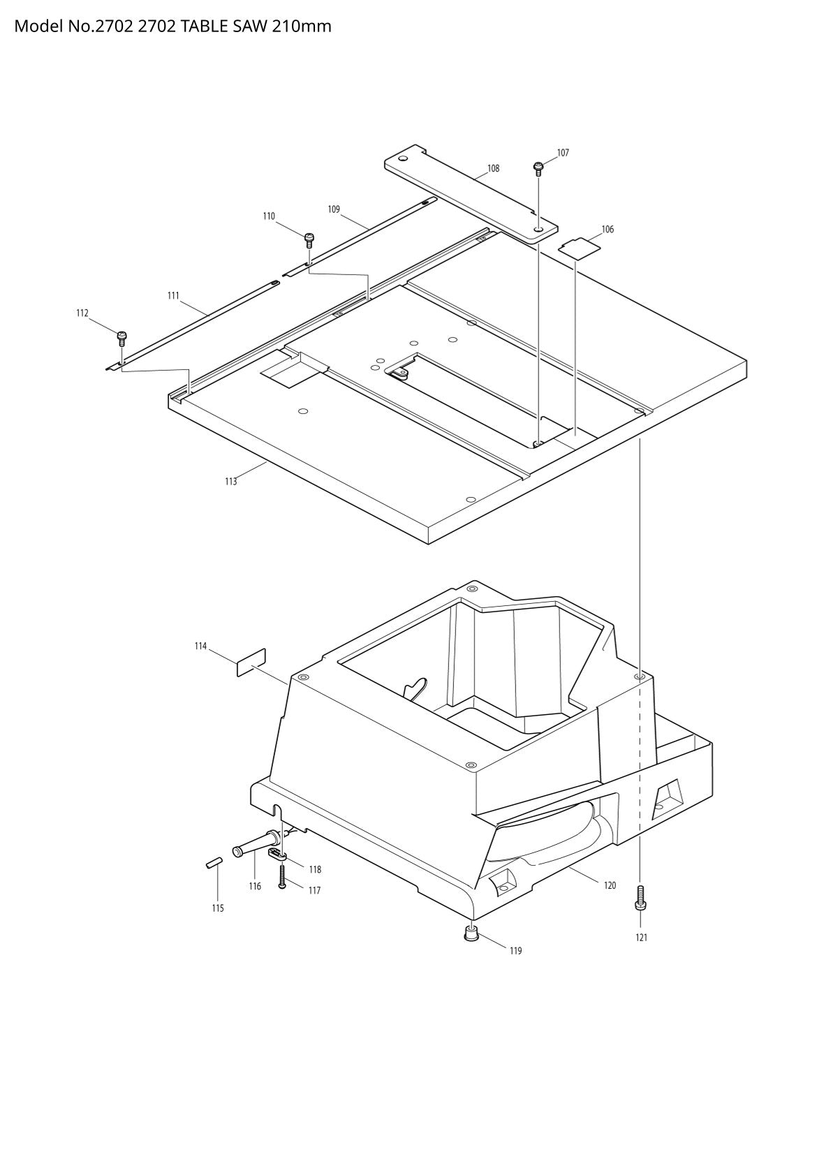 Vue éclatée Makita 2702 - page 3