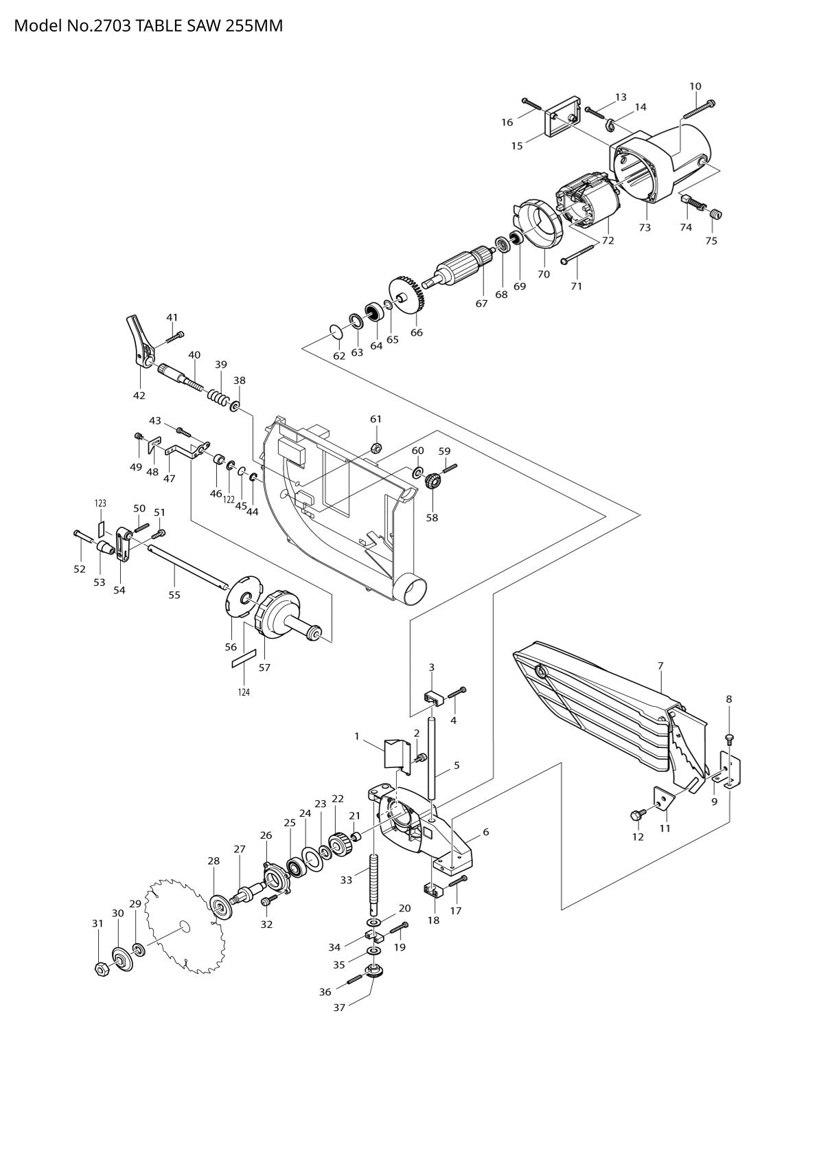 Vue éclatée Makita 2703 - page 1