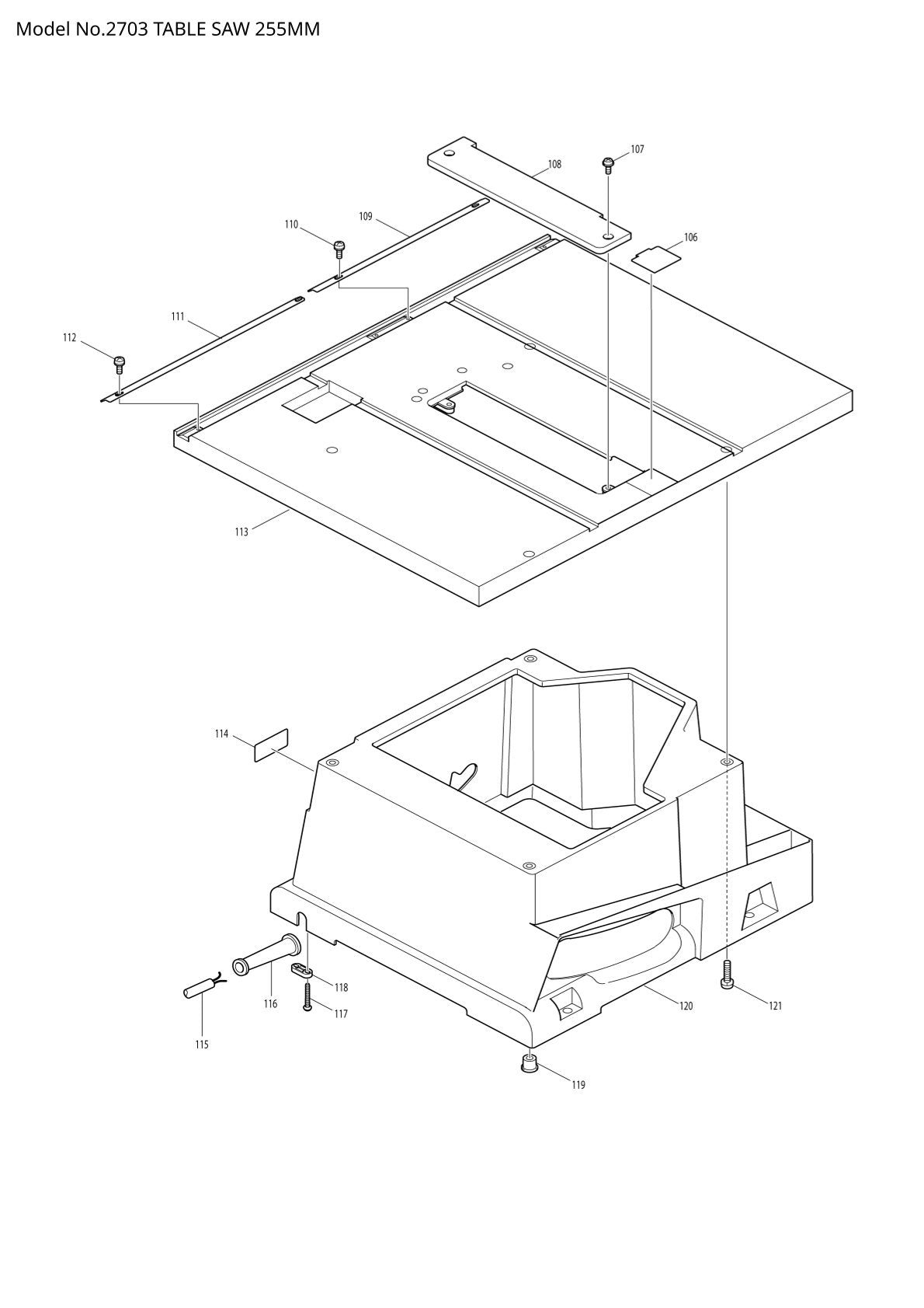 Vue éclatée Makita 2703 - page 3