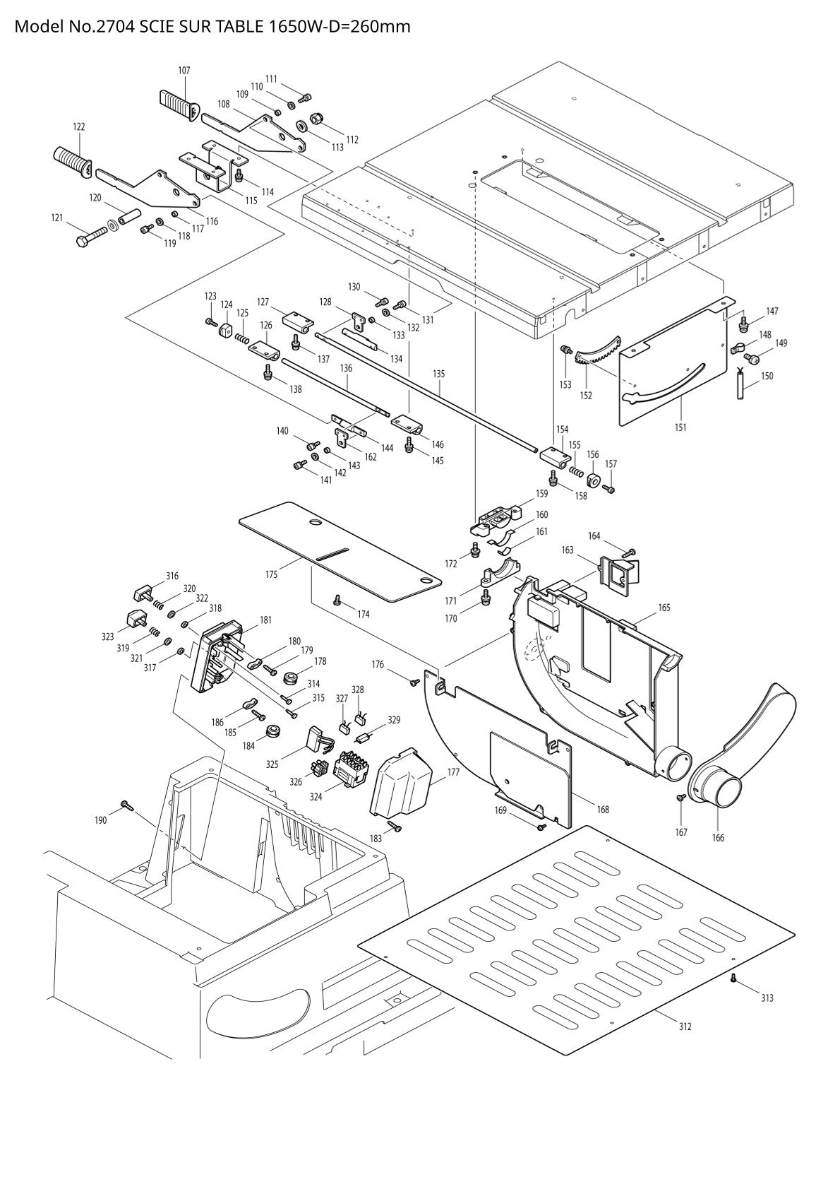 Vue éclatée Makita 2704 - page 2