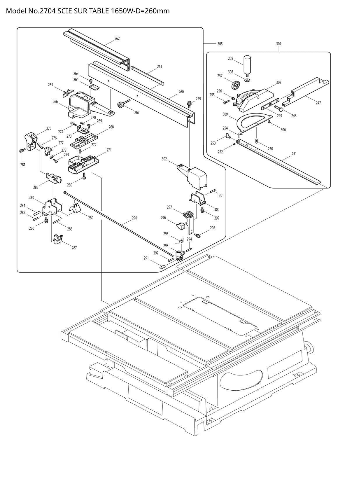 Vue éclatée Makita 2704 - page 4