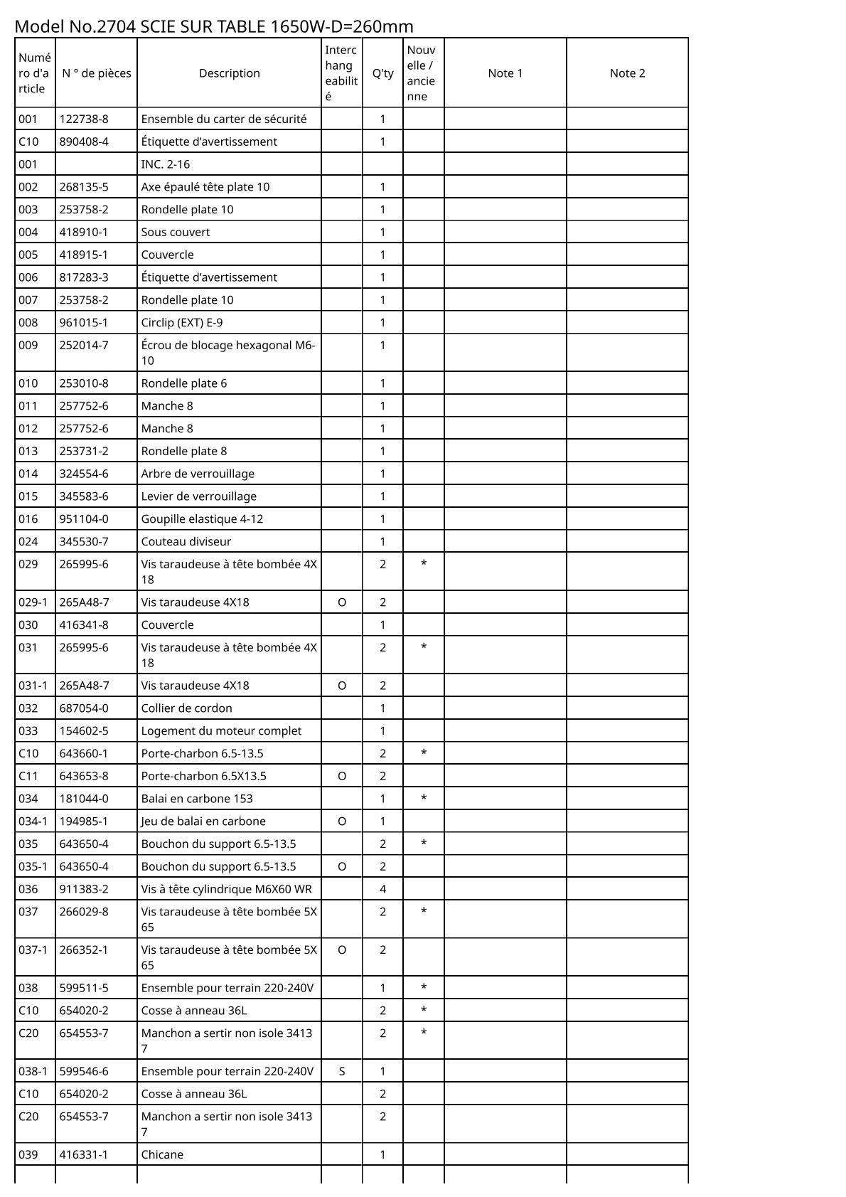 Vue éclatée Makita 2704 - page 7