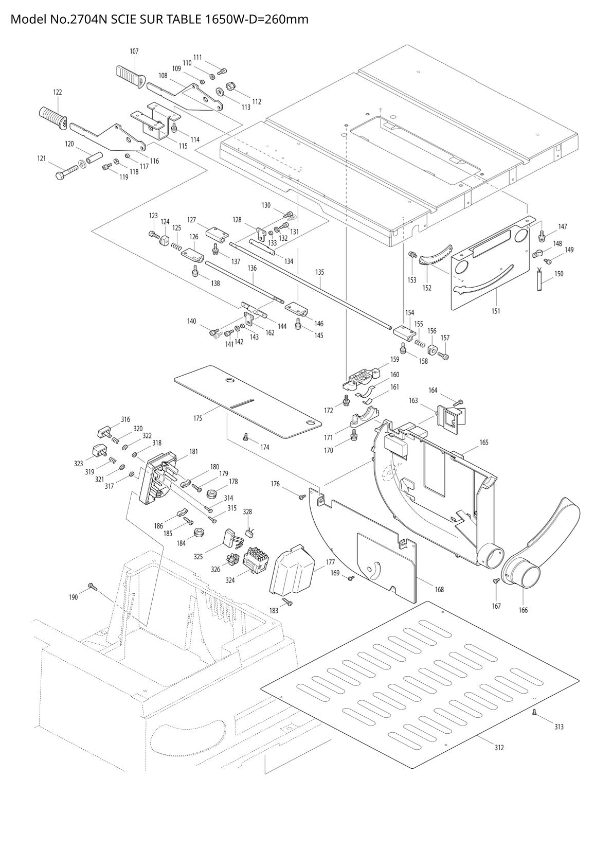 Vue éclatée Makita 2704N - page 2