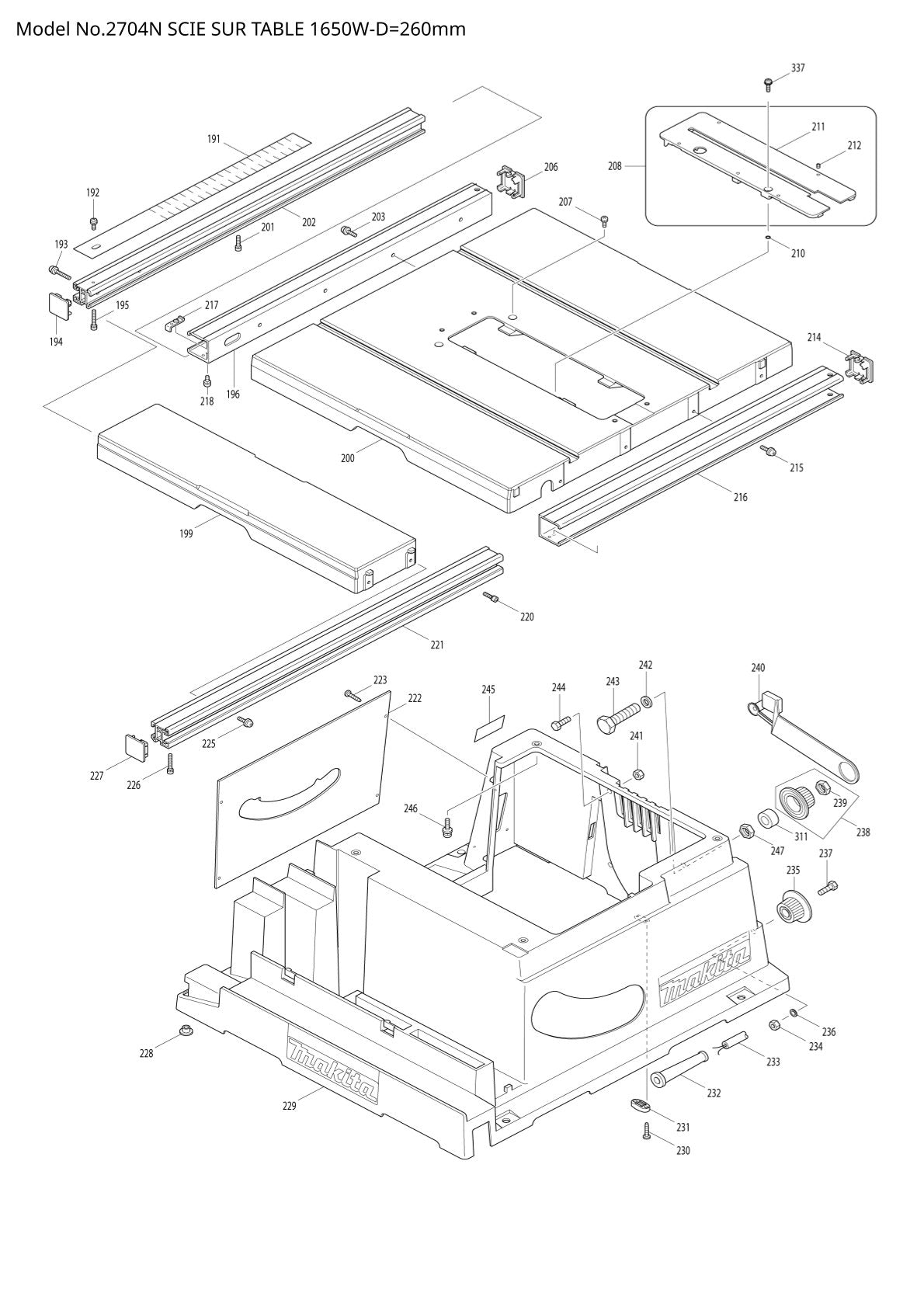 Vue éclatée Makita 2704N - page 3