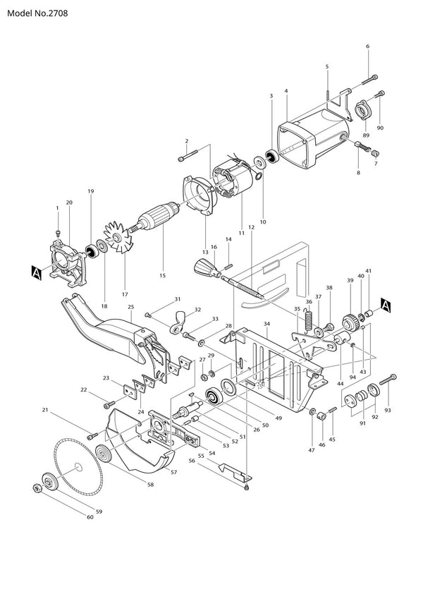 Vue éclatée Makita 2708 - page 1