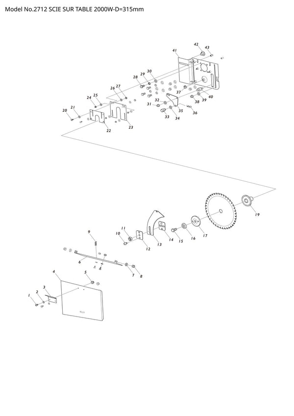 Vue éclatée Makita 2712 - page 1