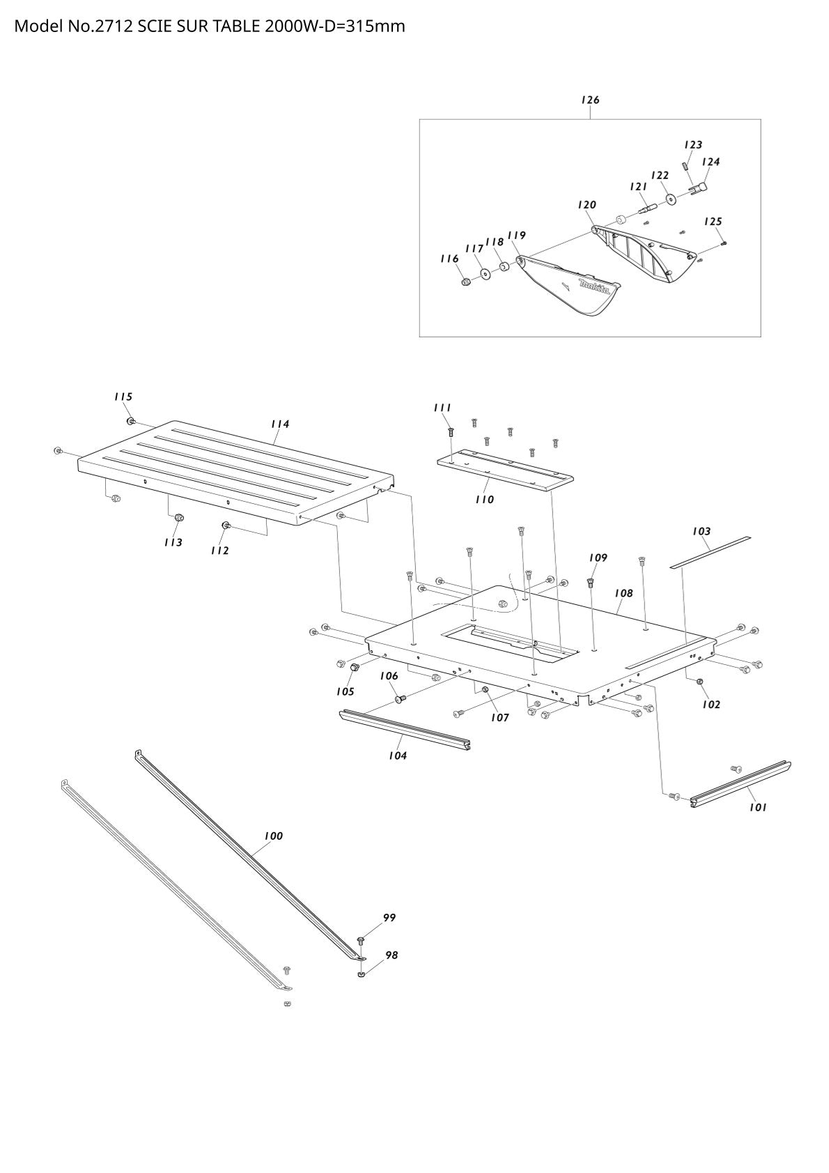 Vue éclatée Makita 2712 - page 3