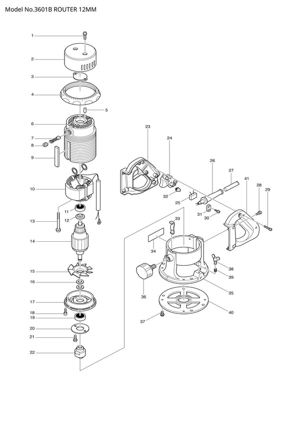 Vue éclatée Makita 3601B - page 1