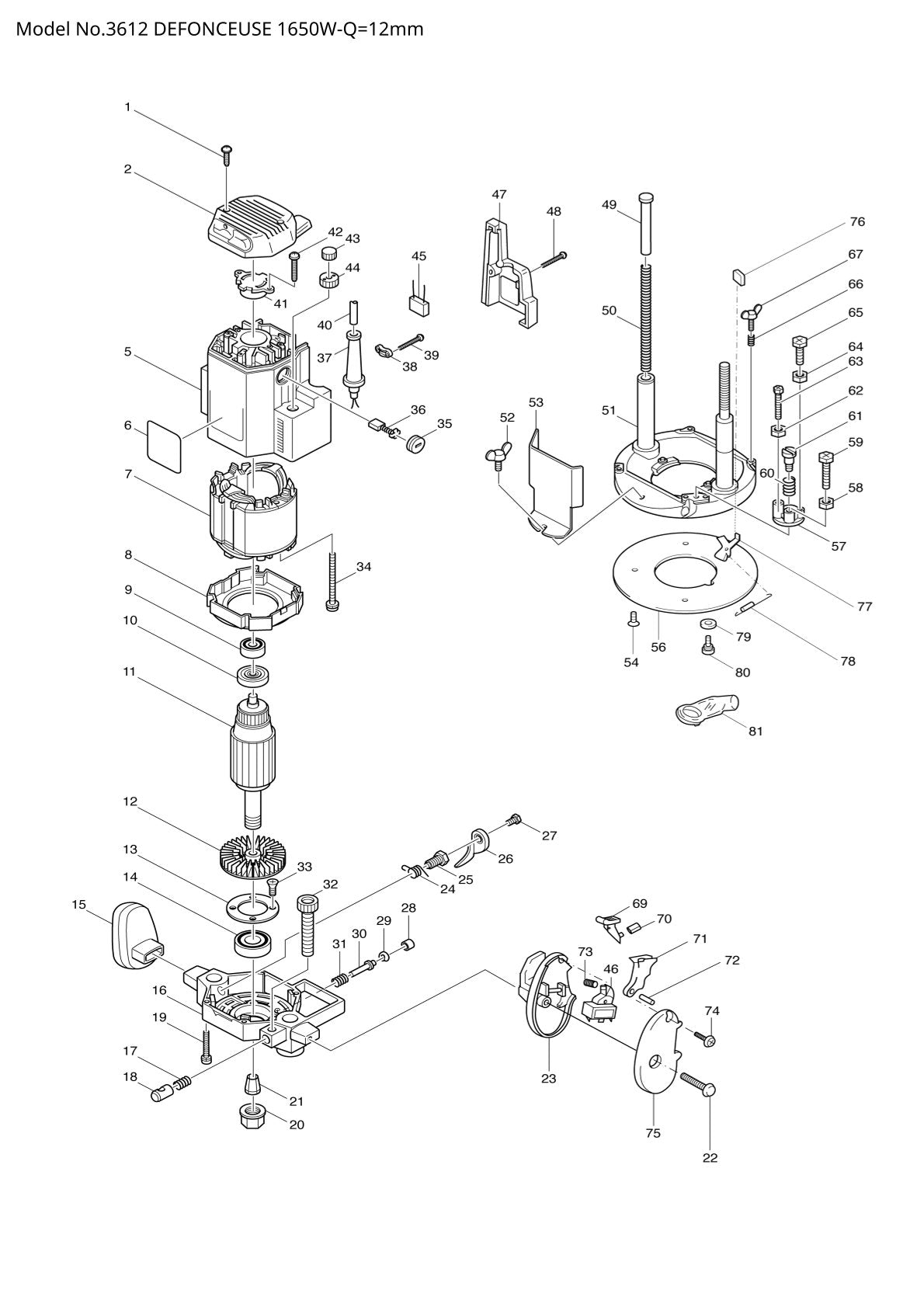 Vue éclatée Makita 3612 - page 1