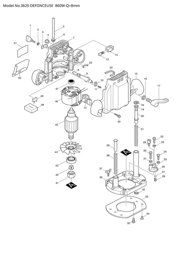 Vue éclatée Makita 3620 - page 1