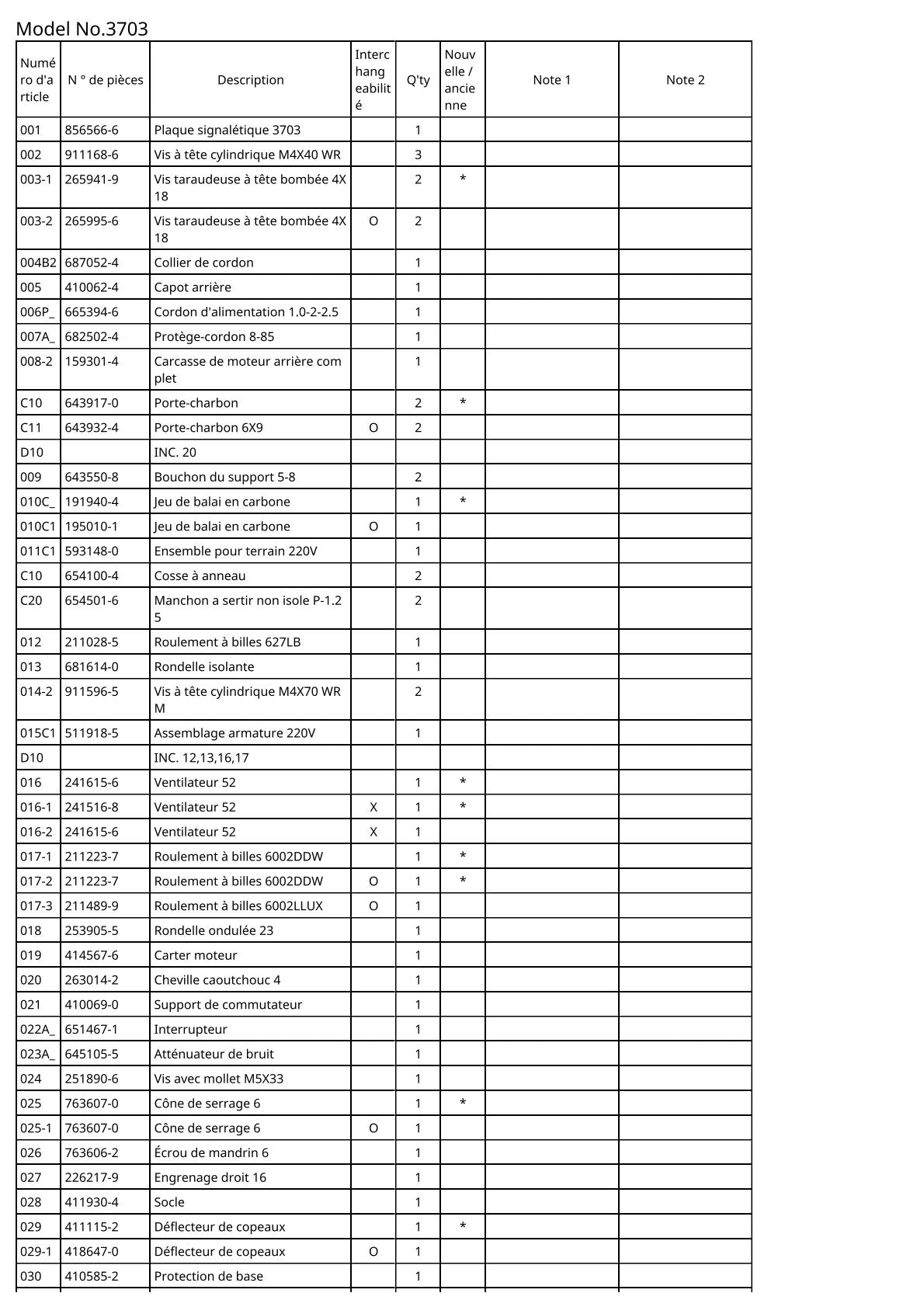Vue éclatée Makita 3703 - page 2